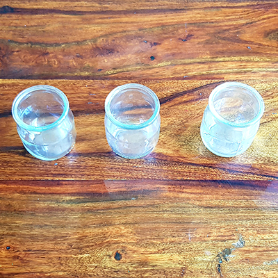 3 pots en verre