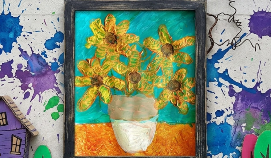 les tournesols à la manière de Van Gogh par les enfants
