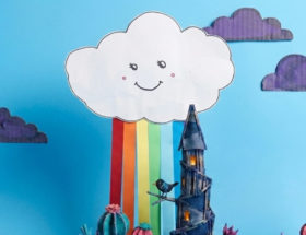 DIY enfant nuage kawaii et pluie arc-en-ciel