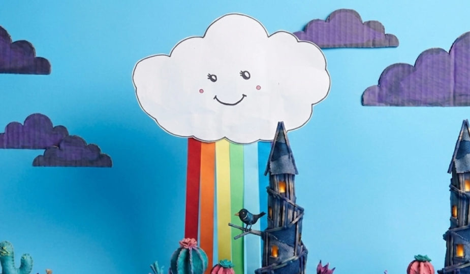 DIY enfant nuage kawaii et pluie arc-en-ciel