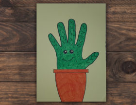 dessiner un cactus avec sa main et le colorier
