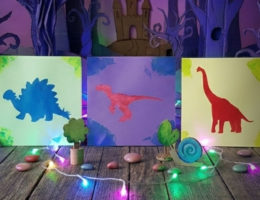3 dinosaures peinture pochoir