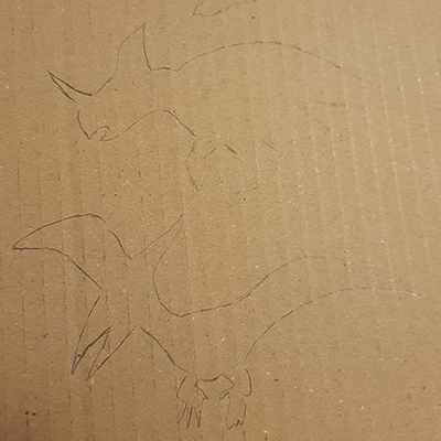 dessin de dinosaure sur un carton