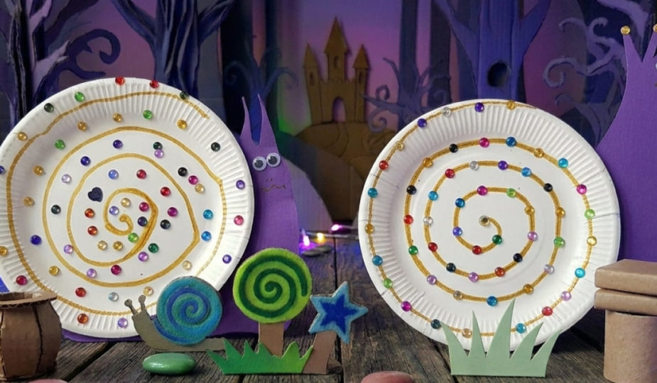 création enfants maternelles escargot avec assiette en carton