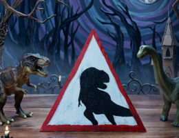 DIY création panneau attention dinosaure