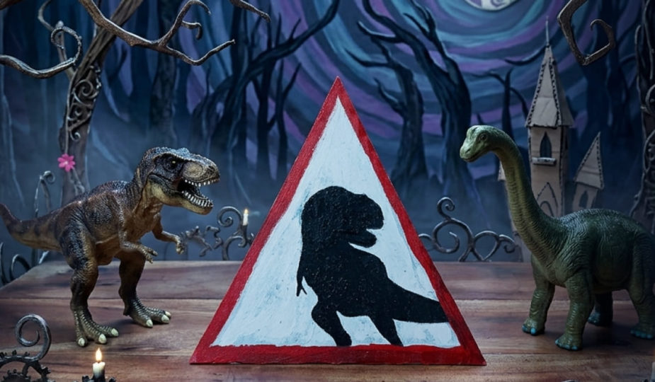 DIY création panneau attention dinosaure