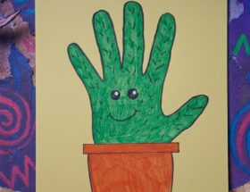dessin cactus avec sa main - enfant