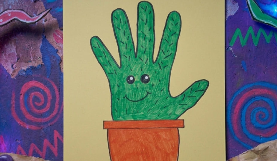 dessin cactus avec sa main - enfant
