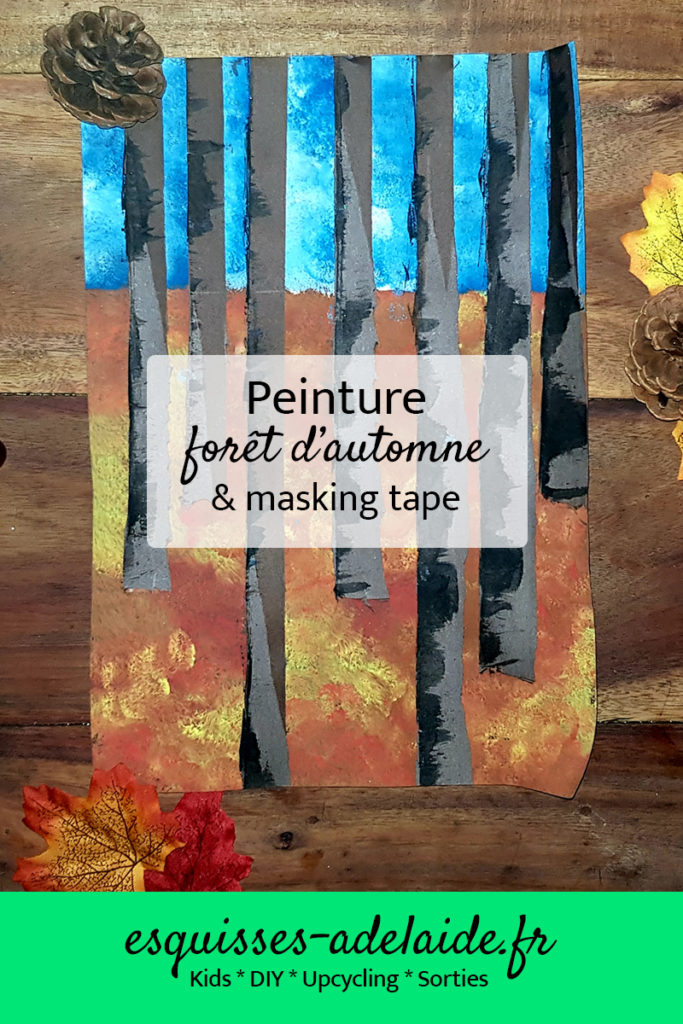 peinture forêt d'automne et masking-tape