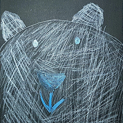 ours dessin d'enfant pastel gras
