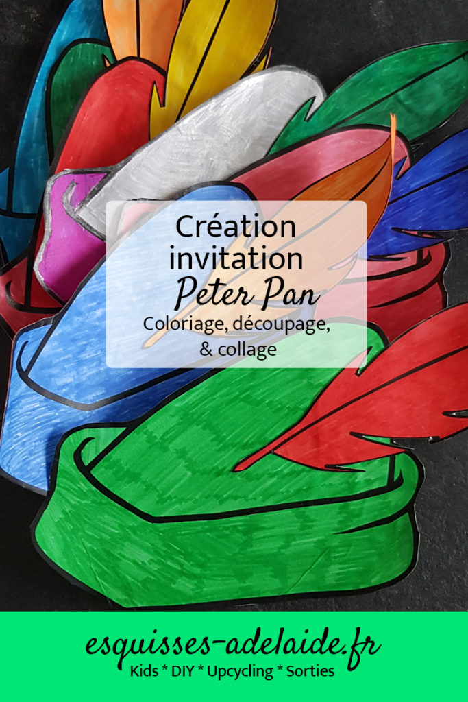 DIY invitation Peter Pan Coloriage, découpage, collage