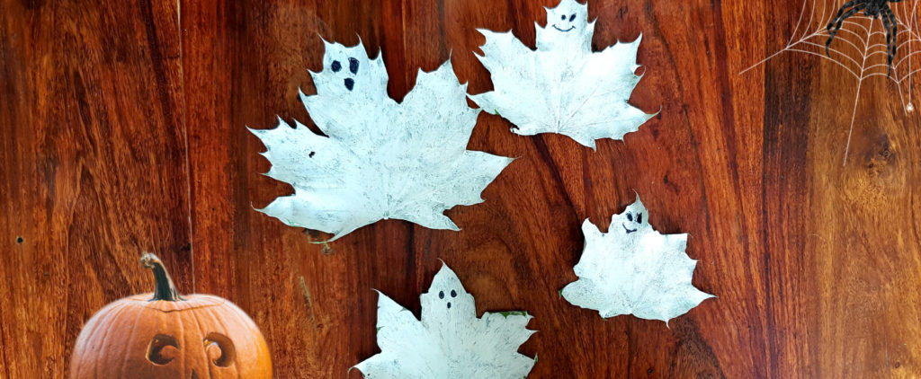 DIY fantôme avec feuille d'arbre, érable