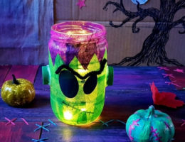 creation halloween customisation pot en verre en monstre de Frankenstein
