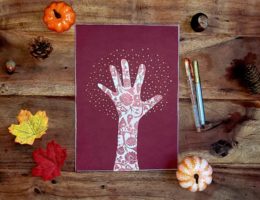 création enfant contour main pour arbre d'automne