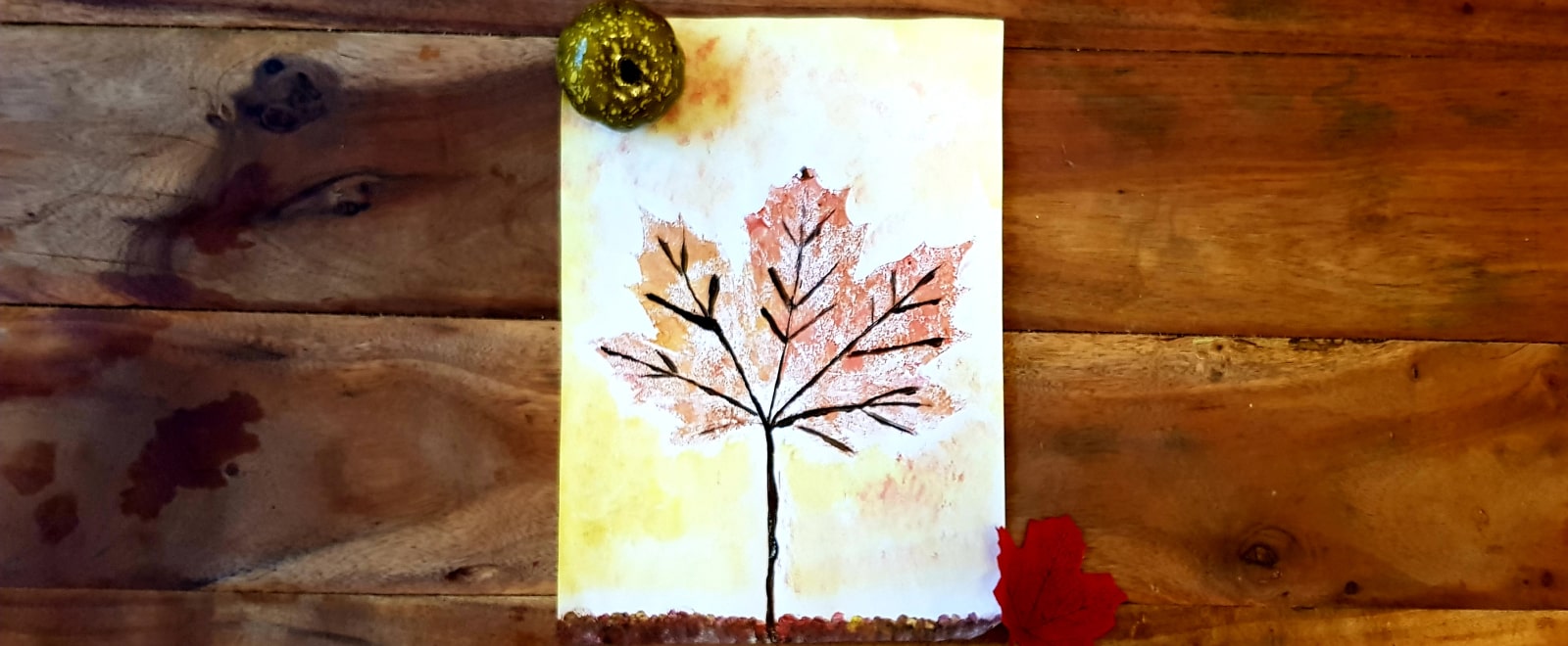 Peinture : Arbre avec empreinte de feuille d'érable - Esquisses d'Adélaïde