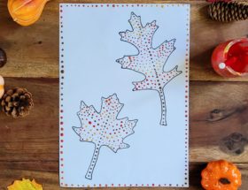 feuilles d'automne, pois, points peinture enfant