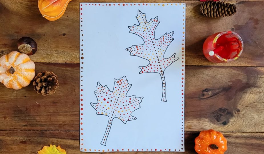 feuilles d'automne, pois, points peinture enfant