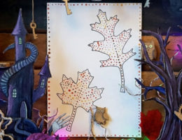 feuilles d'automne, pois, points peinture enfant