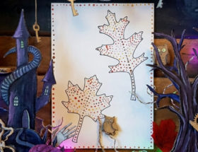 feuilles d'automne, pois, points peinture enfant