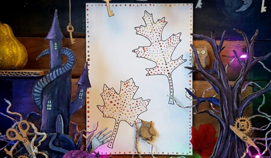 feuilles d'automne, pois, points peinture enfant