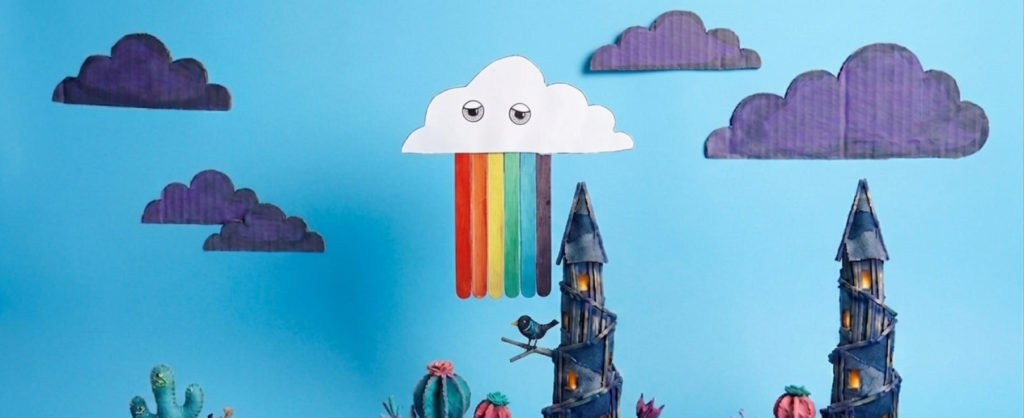 DIY nuage bâtonnets multicolores