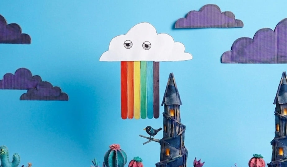 DIY nuage bâtonnets multicolores