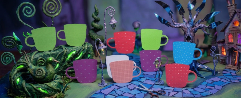 Craft cartes invitation tasses de thé pour anniversaire gabarit