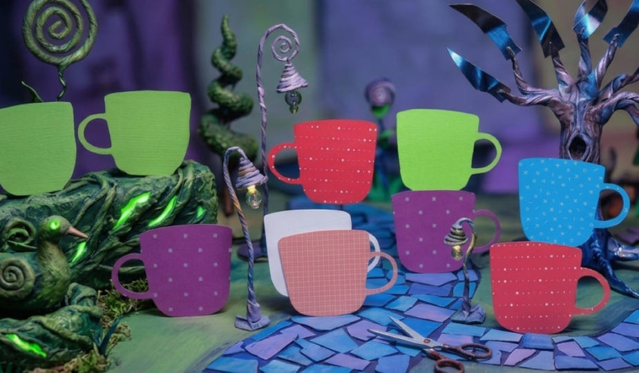 Craft cartes invitation tasses de thé pour anniversaire gabarit