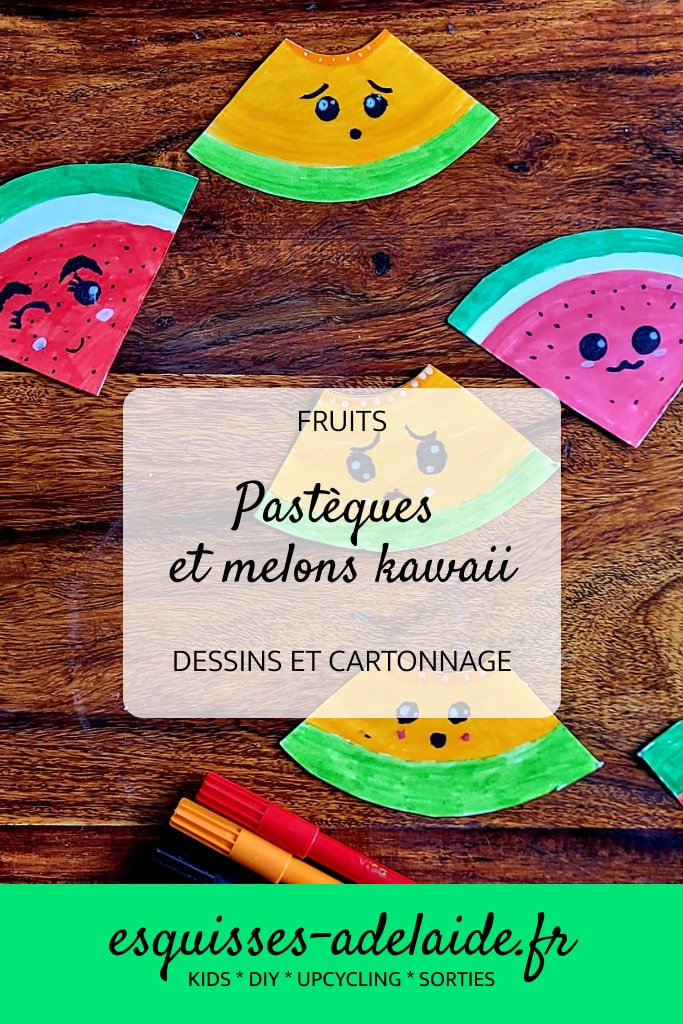 pastèques et melons kawaii, création enfant
