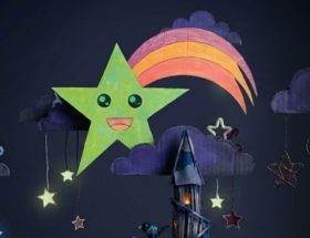 création déco chambre enfant - étoile filante en carton