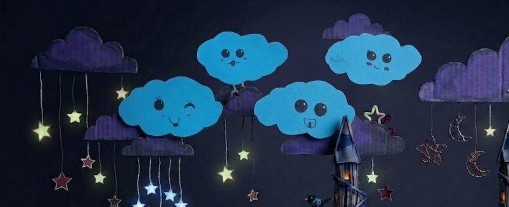 création invitations nuages pour anniversaire kawaii