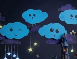 création invitations nuages pour anniversaire kawaii