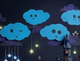 création invitations nuages pour anniversaire kawaii