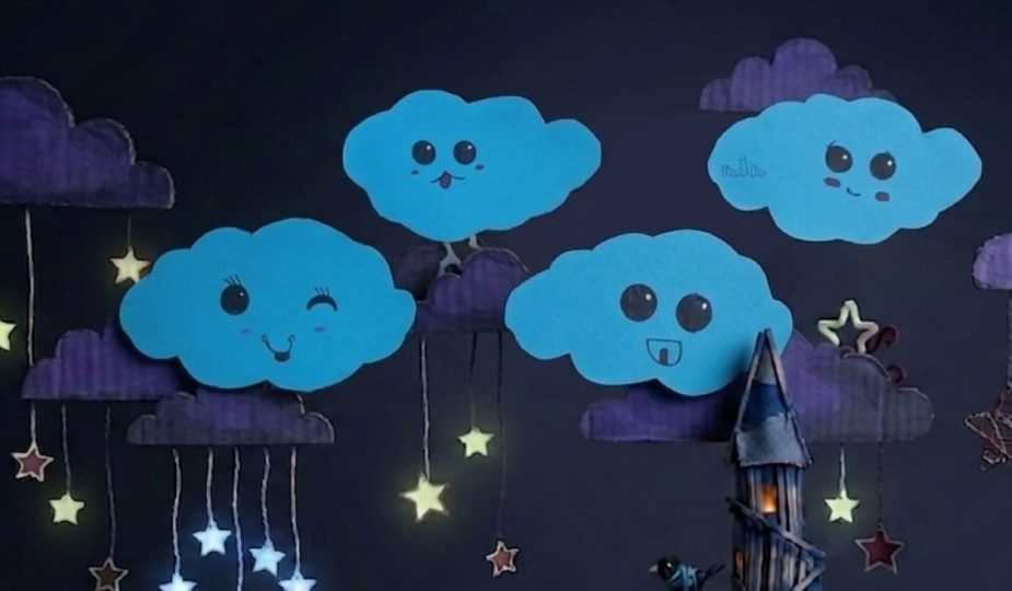 création invitations nuages pour anniversaire kawaii