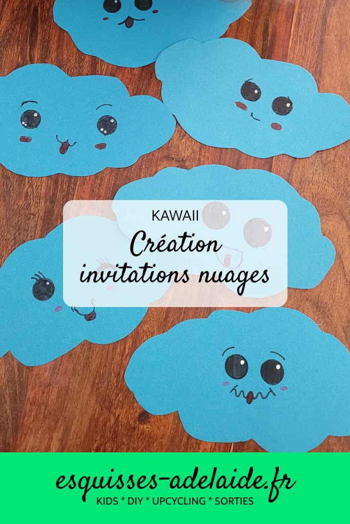 création invitation anniversaire nuage, yeux kawaii