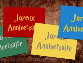 Affiches Joyeux anniversaire les 4 maisons Poudlard