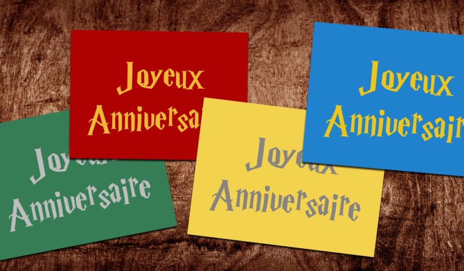 Affiches Joyeux anniversaire les 4 maisons Poudlard