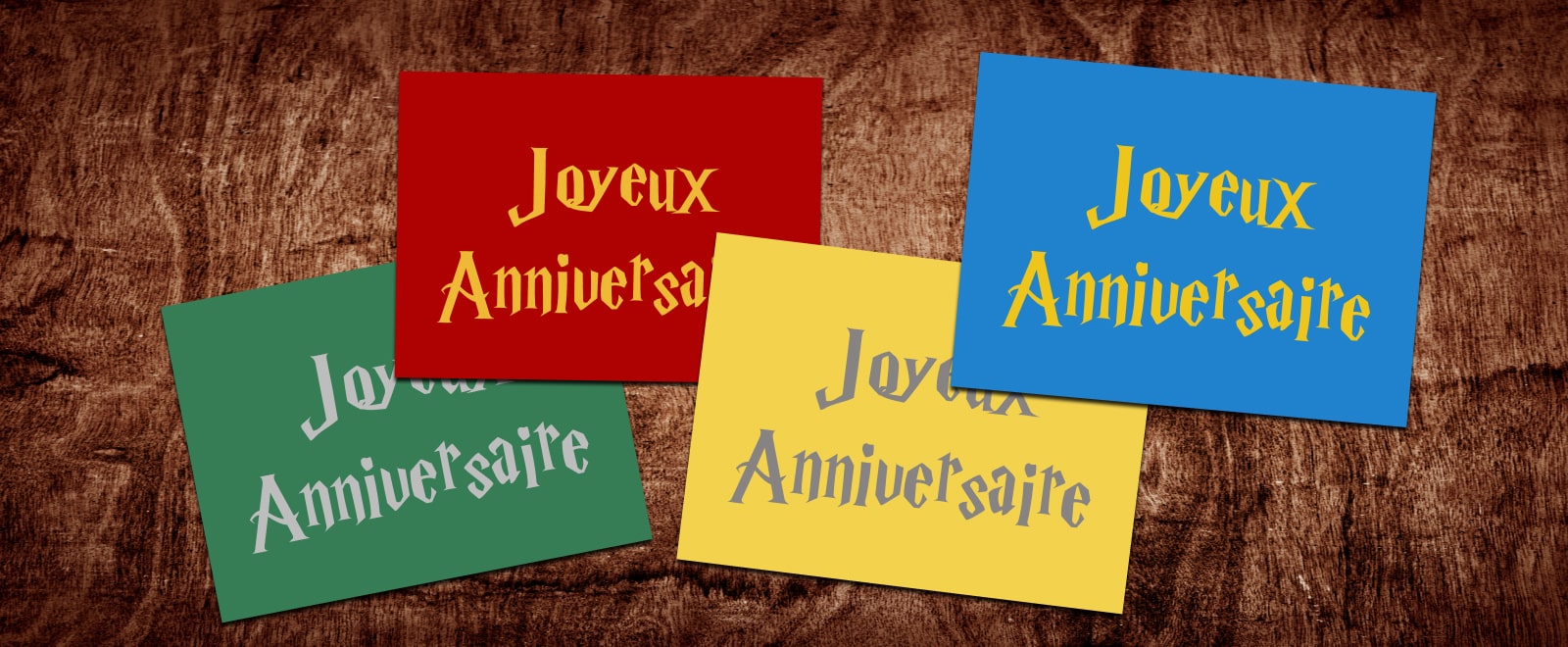 Affiches Joyeux anniversaire les 4 maisons Poudlard