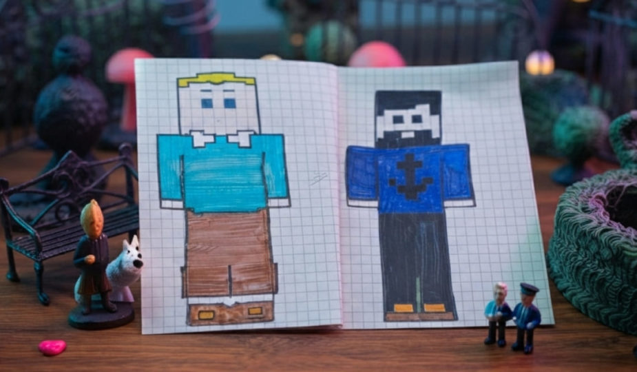 minecraft pixel art tintin et capitaine haddock