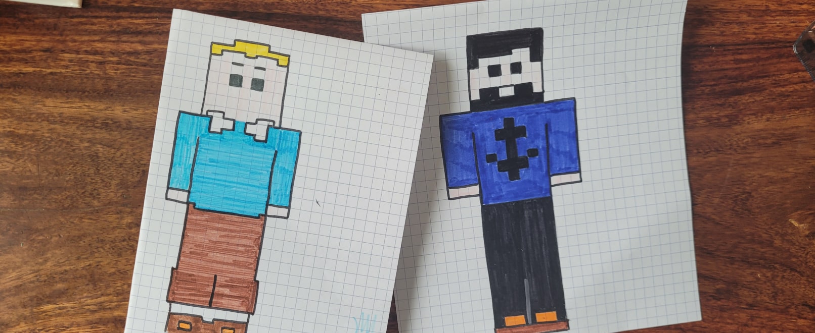 minecraft pixel art tintin et capitaine haddock