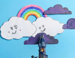 dessin enfant nuages kawaii arc en ciel